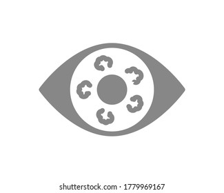 menschliches Auge mit grauem Tumor-Symbol. Augenkrebs, visuelles Krankheitsorgan, Retinoblastom-Symbol