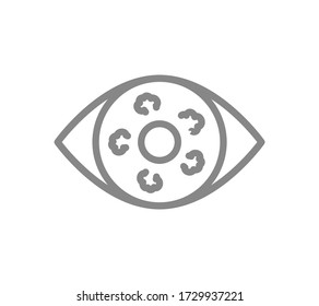 Human eye with tumors line icon. Eye cancer, disease visual organ, retinoblastoma symbol