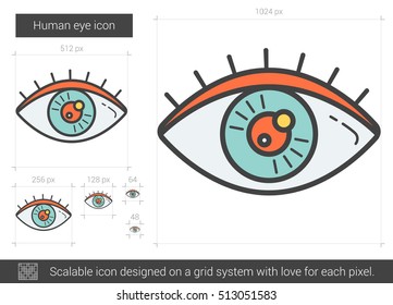 Human eye vector line icon isolated on white background. Human eye line icon for infographic, website or app. Scalable icon designed on a grid system.