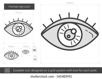 Human eye vector line icon isolated on white background. Human eye line icon for infographic, website or app. Scalable icon designed on a grid system.