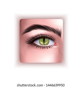 Human eye with yellow reptile pupil, illustration in realistic style, vector EPS 10 format