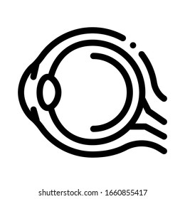 Human Eyeball Anatomy Organ Icon Thin Line Vector. Health Eyeball Structure With Retina, Nerve And Neuron Concept Linear Pictogram. Black And White Outline Sign Isolated Contour Symbol Illustration