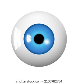 Human eyeball. Eye with bright blue, illustration of eye ball. Realistic 3d vector illustration isolated on white background
