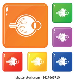 Human eyeball icons set collection vector 6 color isolated on white background
