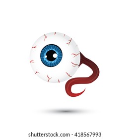 Human eyeball isolated over white background.  Vector Halloween illustration.