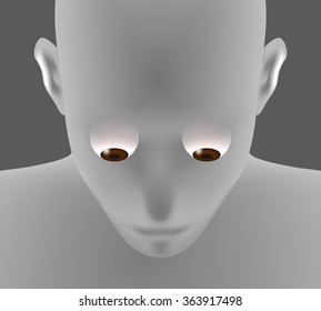 human eyeball, top front view, vector illustration