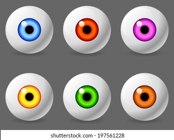 Human eyeballs with color iris.