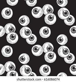 Human eyeballs seamless pattern hand drawn print design vector illustration.