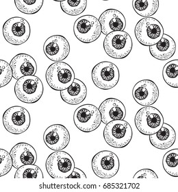 Human eyeballs seamless pattern hand drawn print halloween design vector illustration.