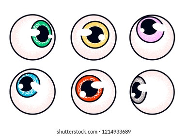 Human eyeballs set. eyes looking in different directions. Vector illustration EPS10.
