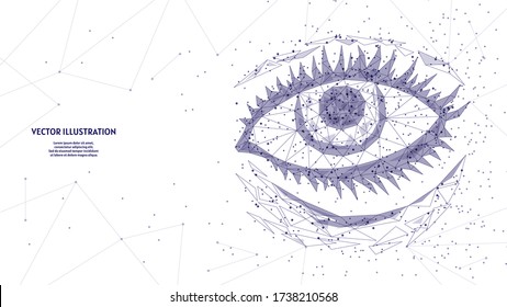 Human eyes close up. Model organ anatomy. Iris, eyelashes. The concept of vision correction, treatment, surgery. Innovative medicine and technology. 3d low poly wireframe vector illustration.