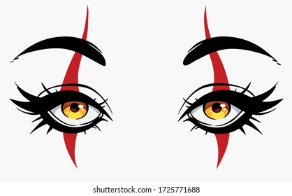 human eyes with clown makeup