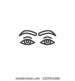 Human eyes and eyebrows line icon. linear style sign for mobile concept and web design. Body part outline vector icon. Symbol, logo illustration. Vector graphics