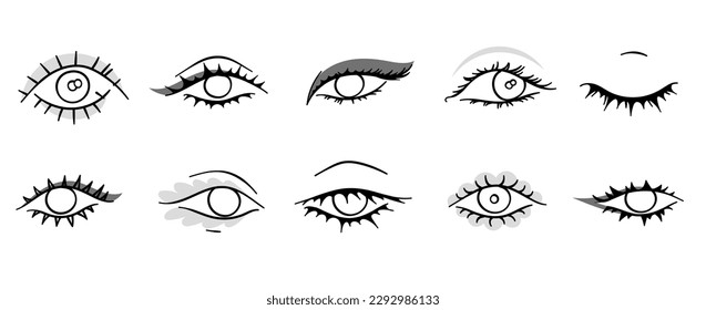 Human eyes, hand drawn vector