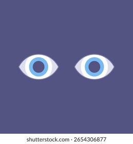 Human eyes looking in the dark. Flat illustration.