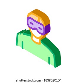 Mensch mit Augenmaske Symbol Vektorgrafik. isometrischer Mensch mit Augenmaske Zeichen. farbige einzelne Symbolillustration