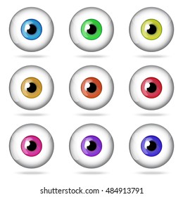 Human eyes set.Realistic vector illustration isolated on white background.