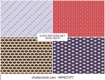 Human eyes textile pattern background set of four