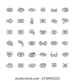 Menschliche Augen und Sehensammlung für optische Gesundheitskonturvektoren