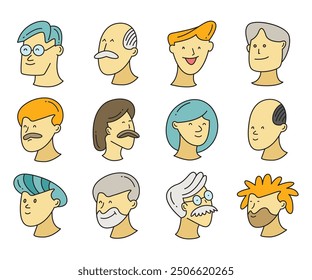 human face avatars comic style illustration