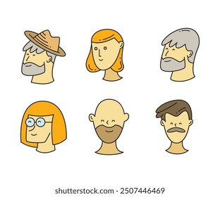 Avatares de rostro humano Ilustración de estilo cómico