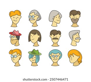 human face avatars comic style illustration