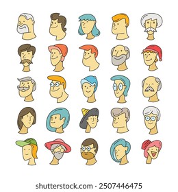human face avatars comic style illustration