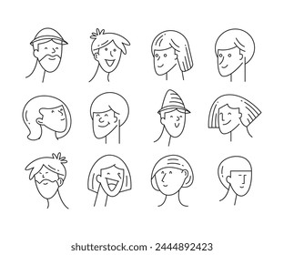 Menschliches Gesicht Avatare Set Doodle Illustration