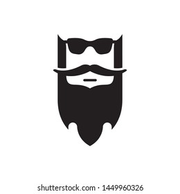 Human face with beard logo template vector icon design