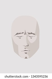 Human face. Calm male face with closed eyes, minimalistic style vector illustration
