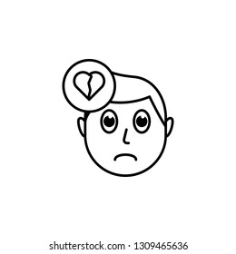 human face character mind in broken heart icon