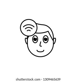 human face character mind in wifi icon