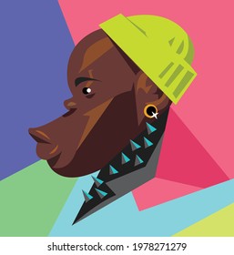 human face in color background. Vector art. Simple design. 