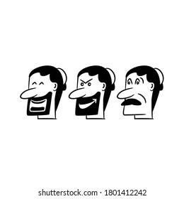 human face comic avatars icons vector