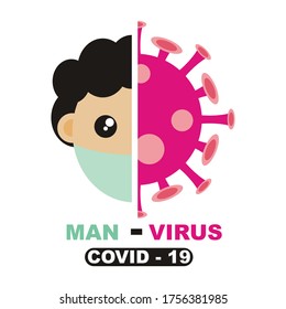ilustración de diseño de virus de la corona facial humana - vector