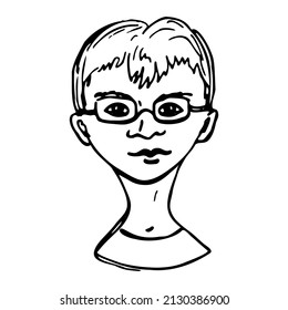 El rostro humano se dibuja a mano. Esbozo de una cara masculina.