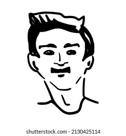 El rostro humano se dibuja a mano. Esbozo de una cara masculina.