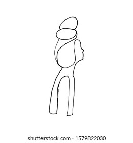 Human face drawn by one line.