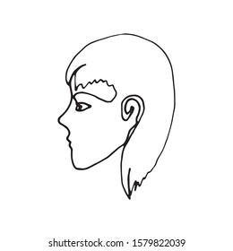 Human face drawn by one line.