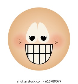 human face emoticon crazy in love expression vector illustration