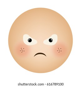 human face emoticon furious expression vector illustration