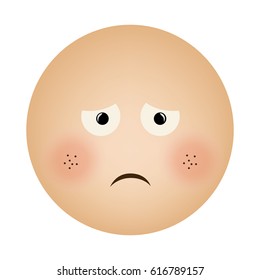 human face emoticon sad expression vector illustration