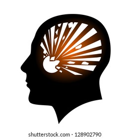 Human face with Explosive Hazard Sign. Illustration on white background for creative design