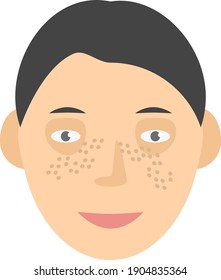 Human face with freckles short hair vector graphic clipart illustration or icon isolated	
