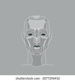 human face geometric polygonal stylization, vector illustration