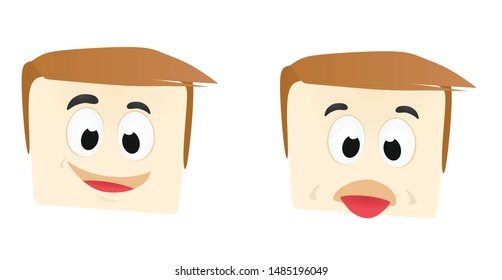 Human face happy and ill emoticon. vector illustration