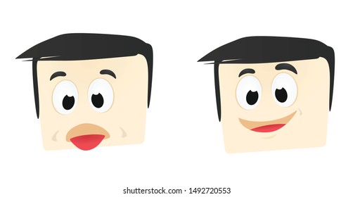 Human face happy and ill emoticon. vector illustration