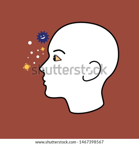 Human Face have eye infection and pink eye.