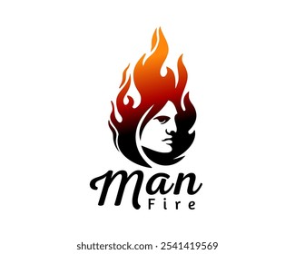 human face hot fire art logo design template illustration inspiration