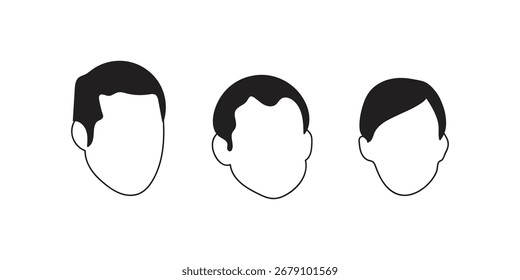 human face icon set line art